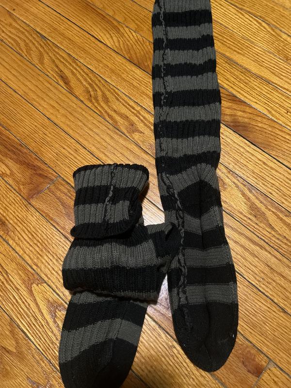 Blackheart Grey & Black Stripe Over-The-Knee Socks, Hot Topic
