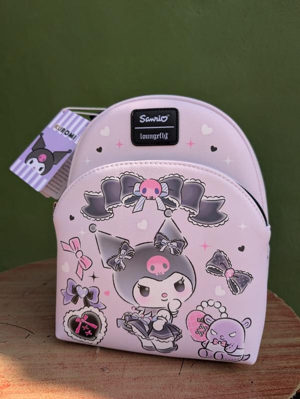 Loungefly Kuromi Baku Ribbons Mini Backpack | Hot Topic display picture 2