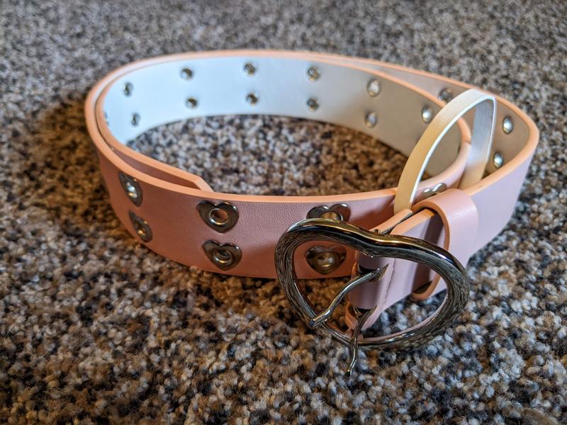 Pastel Pink Heart Grommet Belt