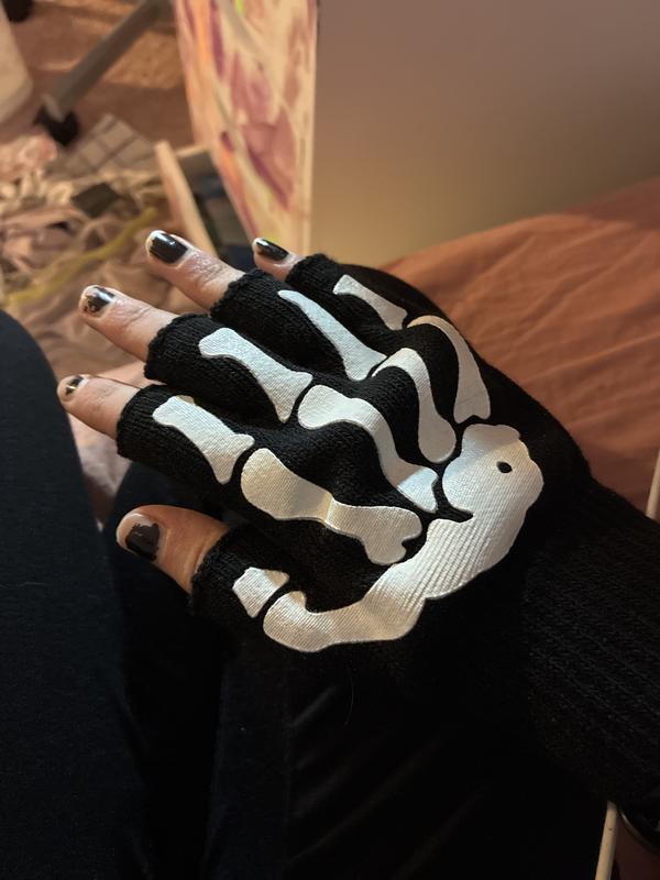 Skeleton Black Fingerless Gloves | Hot Topic
