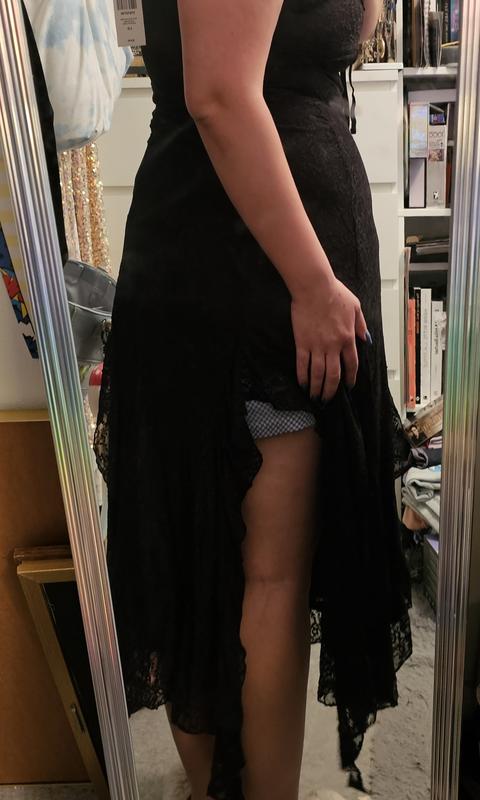 Cosmic Aura Black Lace Slit Maxi Dress | Hot Topic
