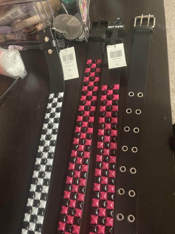 Black & White Checkered Pyramid Stud Belt | Hot Topic
