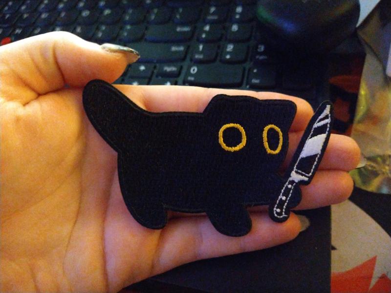 Black Cat With Knife Patch