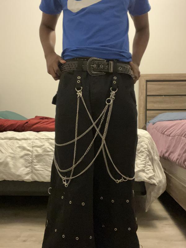 Social Collision Grommet Chain Suspenders Wide Leg Pants