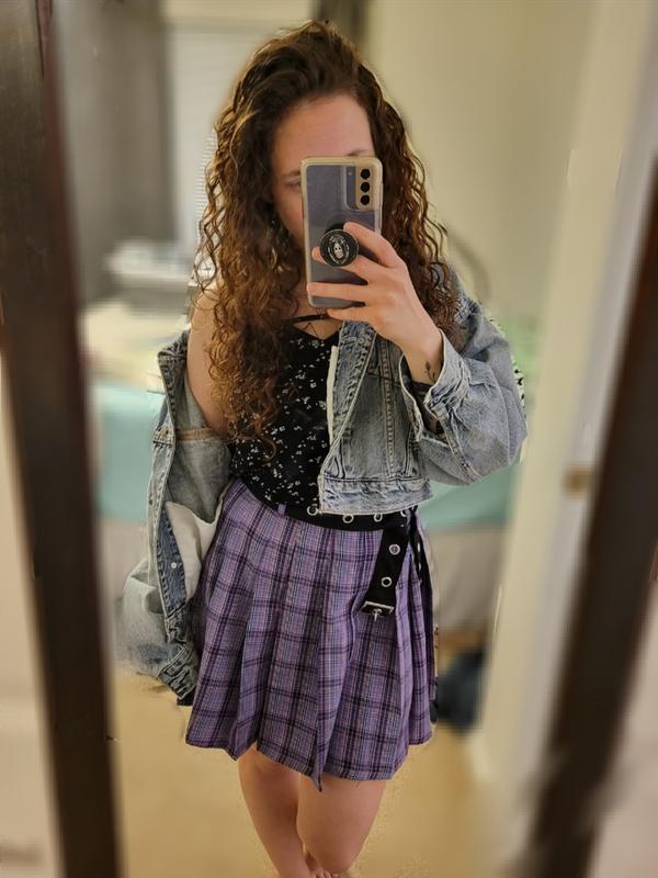 Purple Plaid Pleated Grommet Belt Skirt Hot Topic