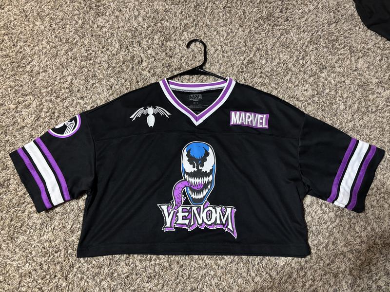 Marvel Venom Crop Girls Football Jersey | Hot Topic