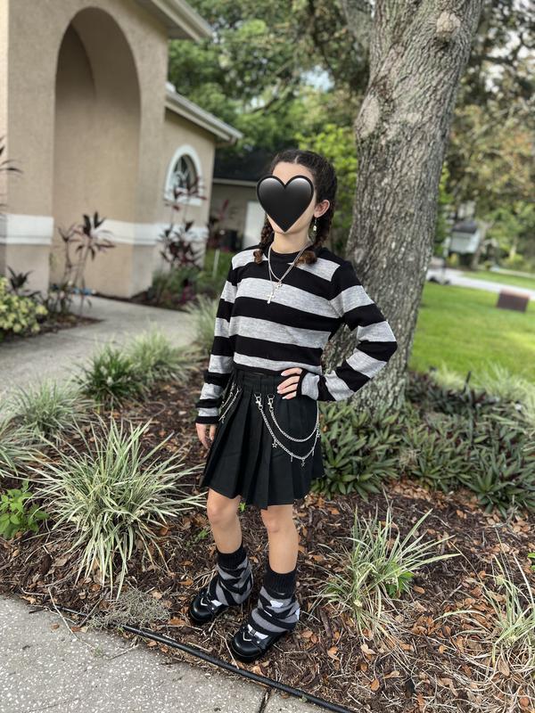 Black & Grey Stripe Girls Crop Hoodie | Hot Topic