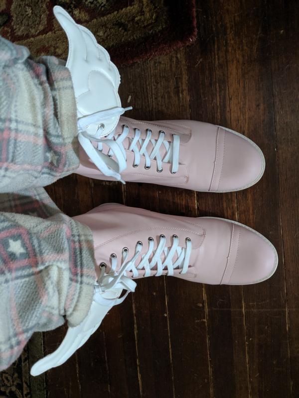 Pink & white 2025 wing combat boots