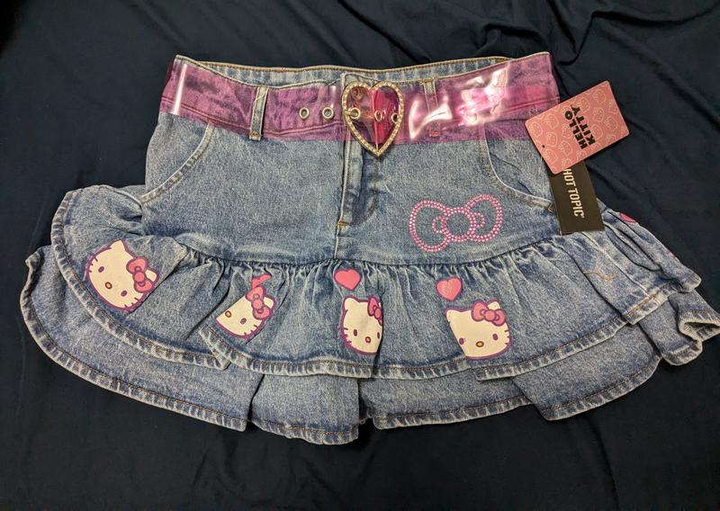 Hello Kitty Pink Heart Belt Denim Mini Skirt | Hot Topic