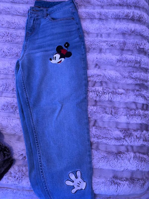 Disney Hot Topic Corduroy Mom Pants Mickey Mouse Embroidered Maroon Plus  Size 2