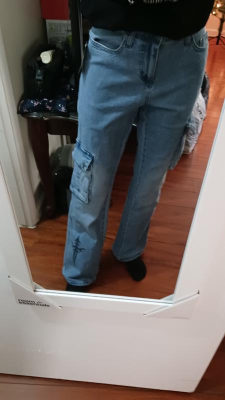 【COLOR iN ID】Toy String Cargo Denim Buy Light Blue Denim Wide Leg Cargo Jeans (3-16yrs) from