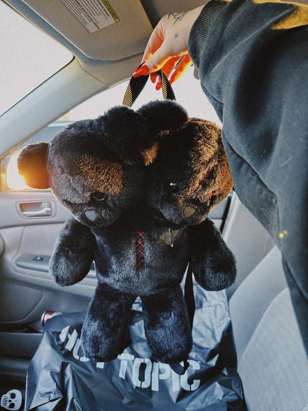 Black Double-Headed Teddy Bear Plush Backpack | Hot Topic