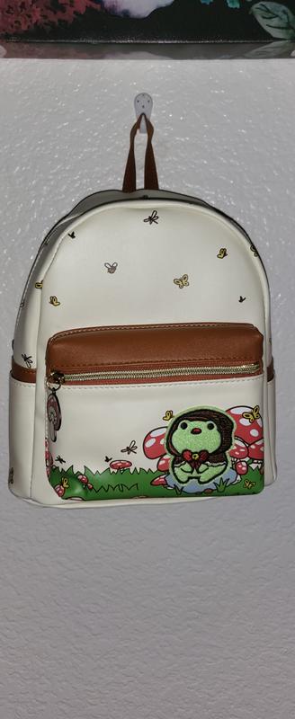 HUGS IDEA Cute Dog Print Mini Backpack - PU Leather Small Daypack For Girls, Mushroom Frog Design - View #3