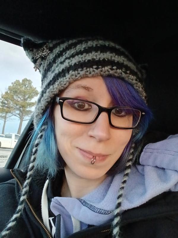 Grey & Black Stripe Safety Pin Ear Tassel Beanie | Hot Topic
