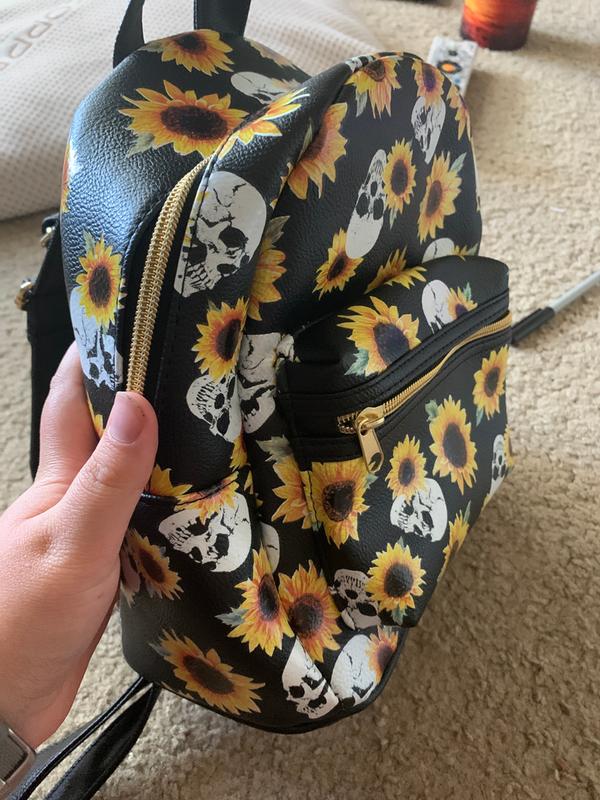 Sunflower Mini Backpack, Tsv Sunflowers Printing Backpack, Small Backpack  Purse For Women, Cute Backpack Purse, Sunflower Rope Crossbody Shoulder Bag  (Black Sunflower) 