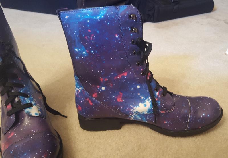 Galaxy Print Combat Boots Hot Topic