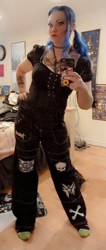 Black Punk Icons Wide Leg Pants | Hot Topic