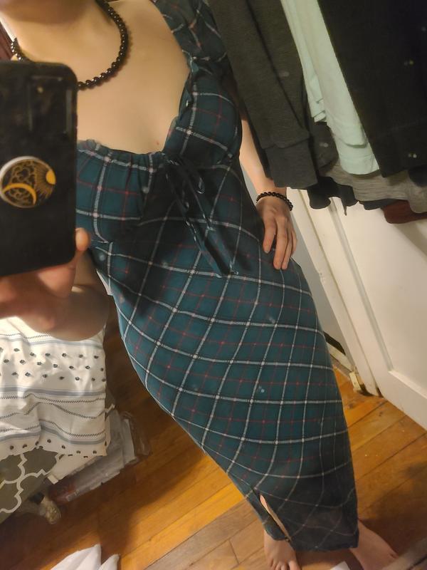 Green Plaid Empire Ruffle Midi Dress | Hot Topic