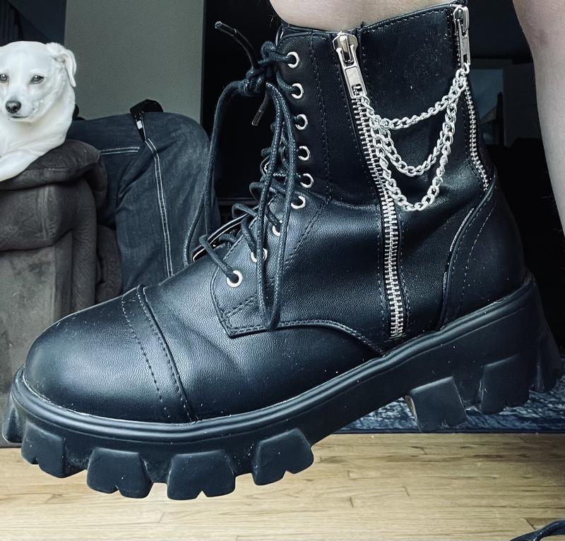 Hot topic black combat boots best sale