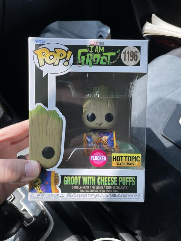 Funko Marvel I Am Groot Pop! Groot With Cheese Puffs Flocked Vinyl  Bobble-Head Figure Hot Topic Exclusive