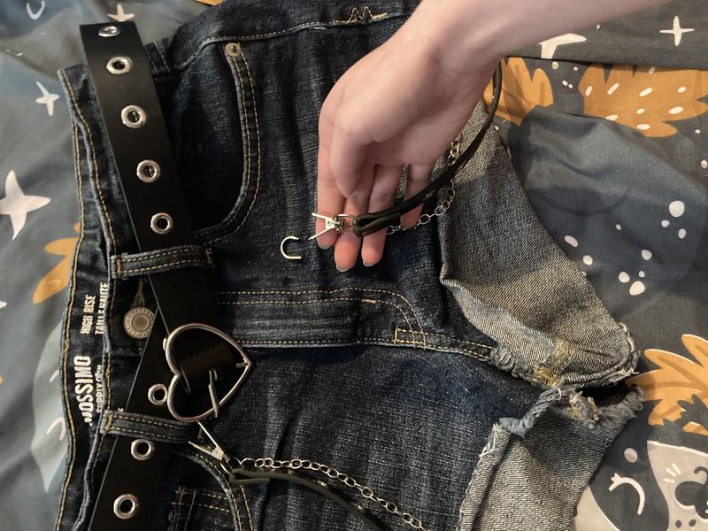 Black Grommet Chain Strap Stinger Jeans