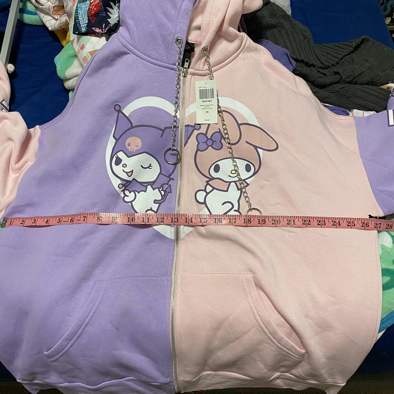 My melody & online kuromi split pullover hoodie