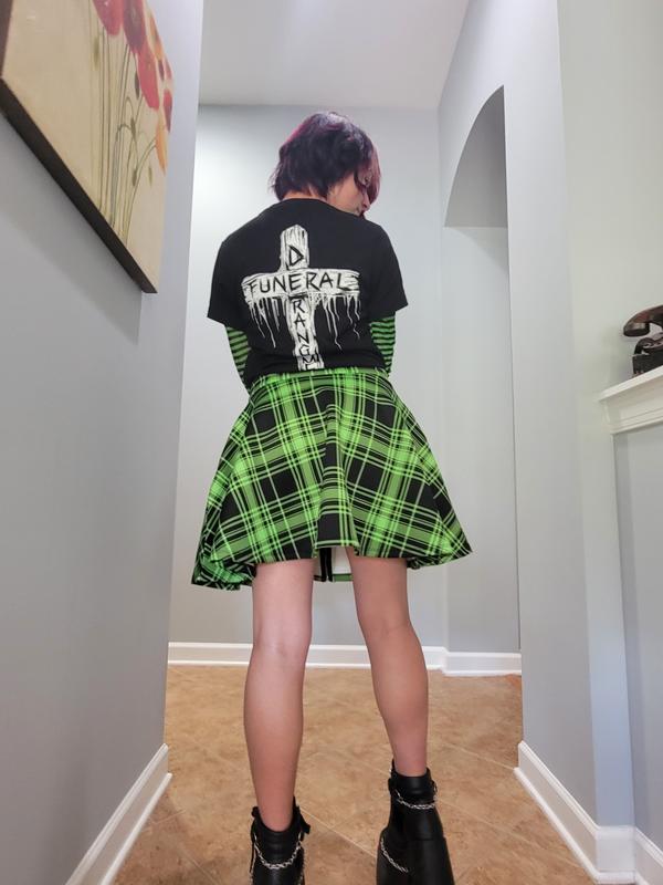 Neon green plaid clearance skirt