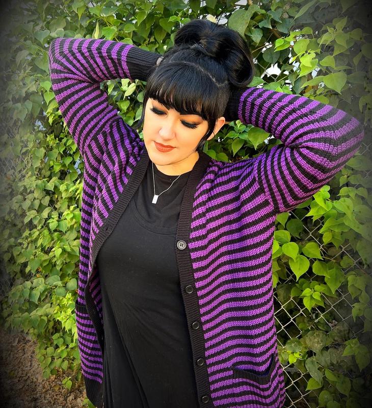 Purple and black hot sale striped cardigan