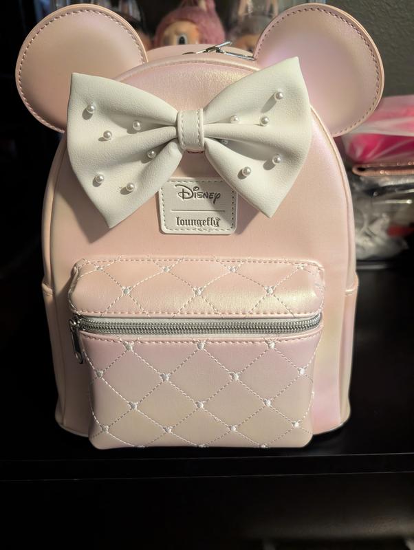 Loungefly Disney NWT Minnie Mouse Pink Pearl Mini Backpack w/wallet This Disney Minnie Mouse Pink Confetti Mini Backpack and  main image 3