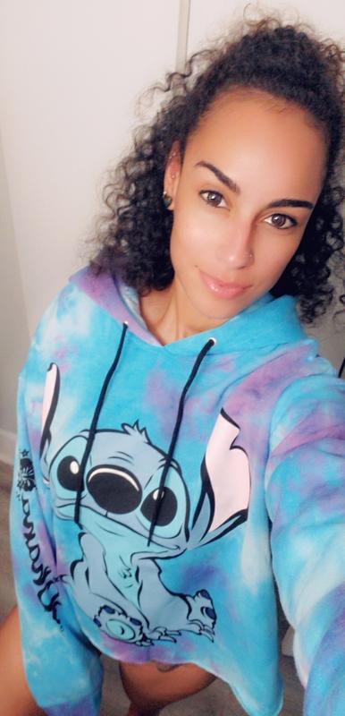 Disney Lilo & Stitch Big Girls French Terry Pullover Crossover Hoodie Tie Dye Blue 10-12