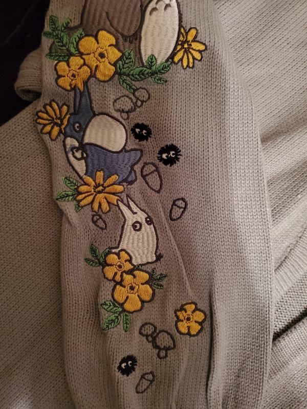 Studio Ghibli My Neighbor Totoro Embroidered Oversized Girls Open