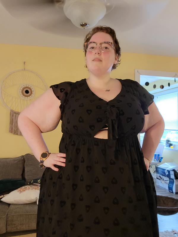 Black Planchette Tie Front Midi Dress Plus Size Hot Topic