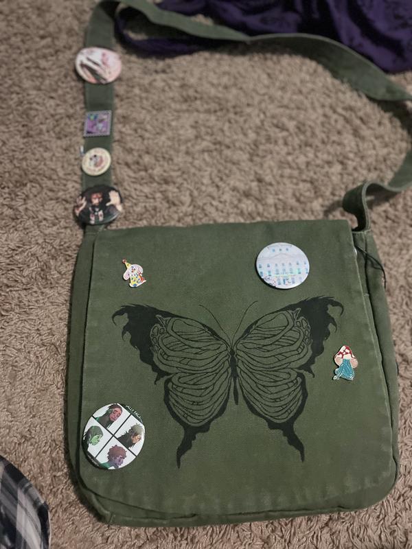 Skeletal Butterfly Canvas Messenger Bag Hot Topic