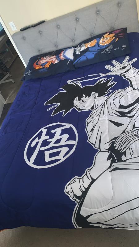Louis Vuitton Son Goku Dragon Ball Z Purple Bedding Set - Tagotee