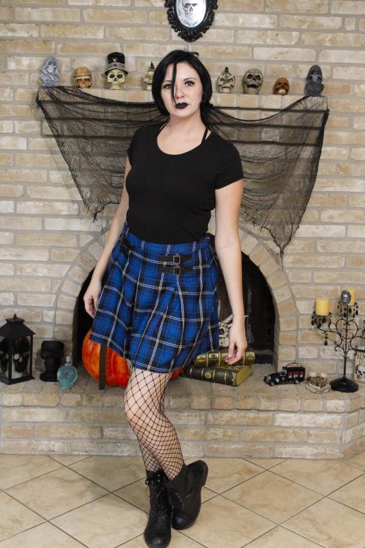 Black blue 2024 plaid skirt