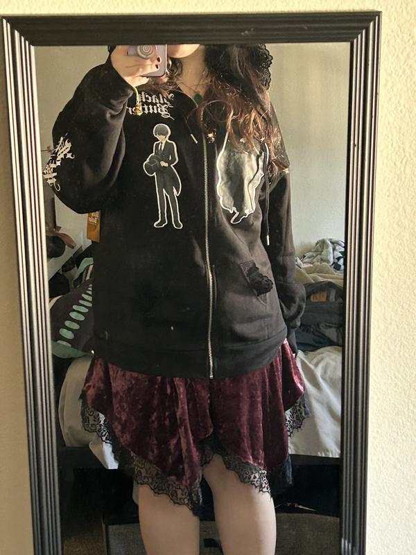 Black Butler Ciel & Sebastian Lace Girls Oversized Hoodie | Hot Topic