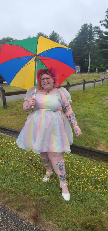 pastel rainbow dress plus size Unique Vintage Plus Size Pastel Rainbow Ombre Libby Swing Dress