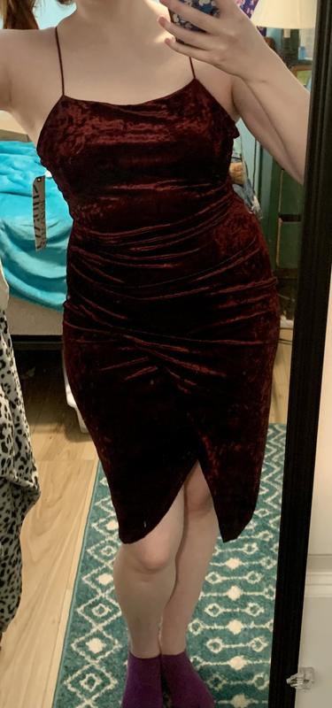 Burgundy Crushed Velvet Wrap Dress | Hot Topic