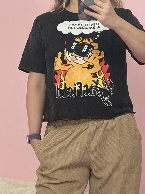 GARFIELD X SHEIN 2 pezzi Maglietta a maniche corte con grafica di