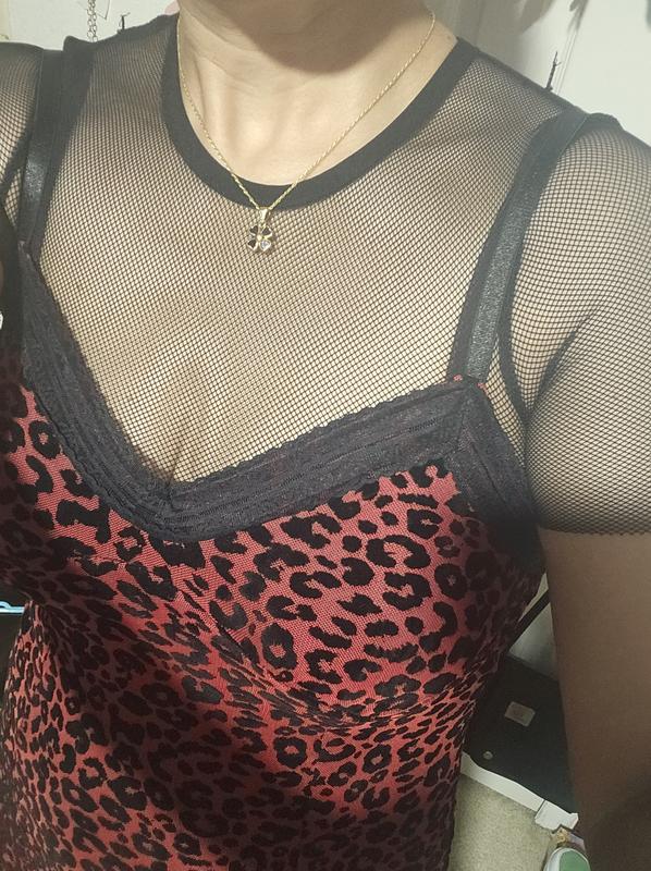 Social Collision Red & Black Leopard Print Fishnet Twofer Dress | Hot Topic