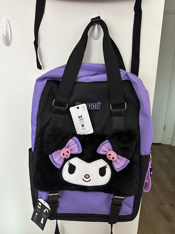 Kuromi Fuzzy Face Backpack | Hot Topic display picture 3