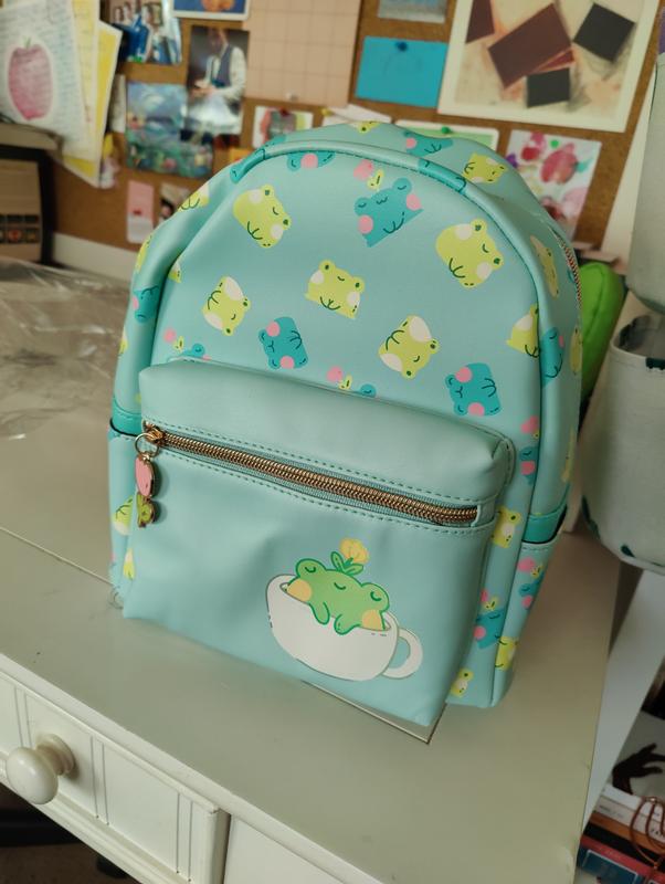 Cute Cottagecore Frog Grumpy Japanese Frog Cotton Canvas Backpack