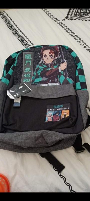 Demon Slayer: Kimetsu No Yaiba Tanjiro Kamado Teal Checkered Backpack Amazon.com: Bioworld Demon Slayer Tanjiro Checkered Backpack  main image 4