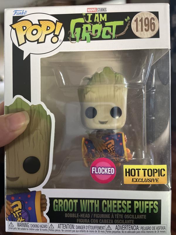 Funko Marvel I Am Groot Pop! Groot With Cheese Puffs Flocked Vinyl  Bobble-Head Figure Hot Topic Exclusive