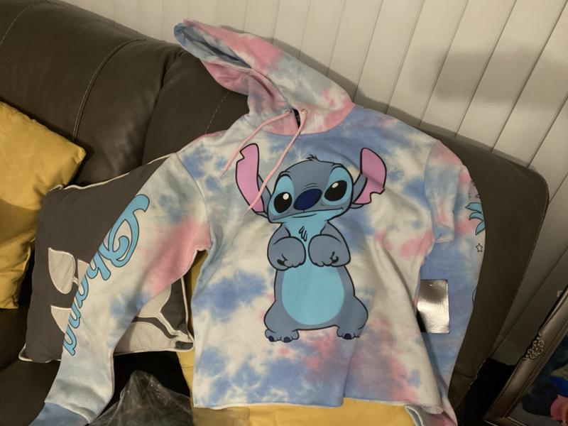  Disney Lilo & Stitch Little Girls French Terry Pullover  Crossover Hoodie Tie Dye Blue 6: Clothing, Shoes & Jewelry
