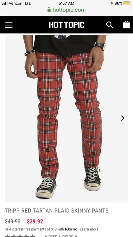 Hot Topic EDW Plaid Cargo Joggers Red Pants Academia Size 11