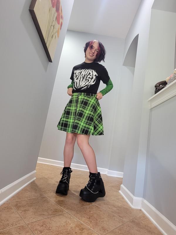 Green plaid outlet skirt hot topic