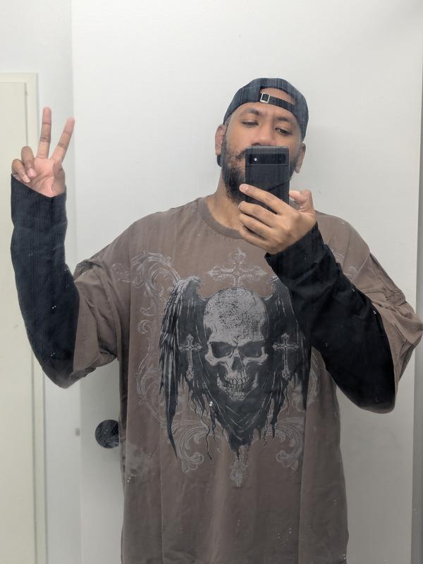 Social Collision Skulls & Crosses Oversized Twofer Long