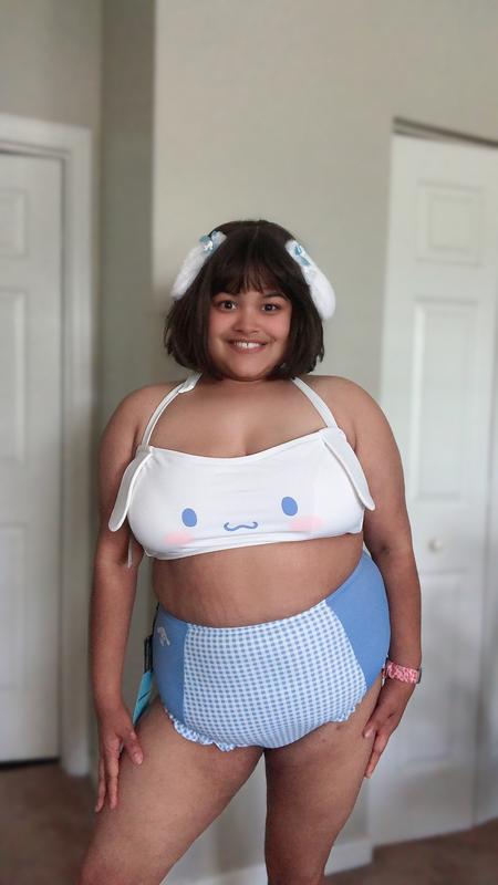 Cinnamoroll Blue Gingham High Waisted Swim Bottoms Hot Topic