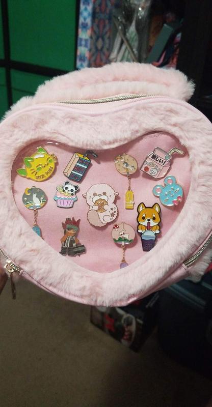 Pink Fuzzy Heart Pin Collector Mini Backpack | Hot Topic